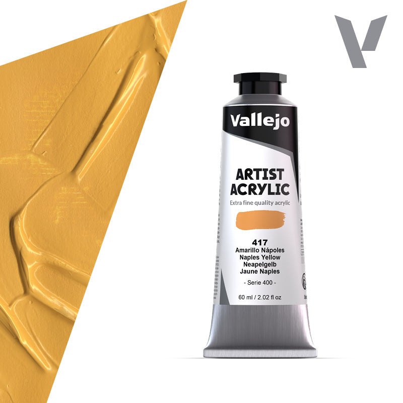 VALLEJO ACRYLIC ARTIST 417: 60 ML. NAPLES YELLOW (HUE) - Al Masam Stationery LLC