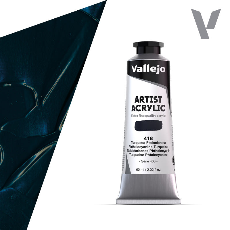 VALLEJO ACRYLIC ARTIST 418: 60 ML. PHTHALO TURQUOISE - Al Masam Stationery LLC