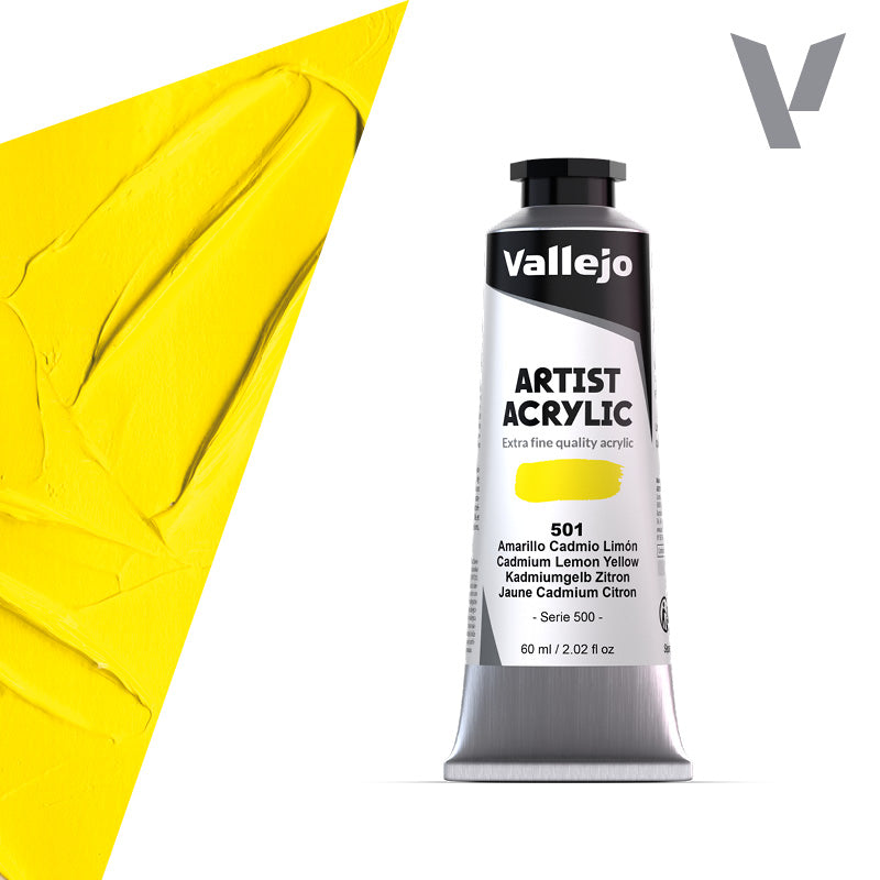 VALLEJO ACRYLIC ARTIST 501: 60 ML. CADMIUM LEMON YELLOW - Al Masam Stationery LLC