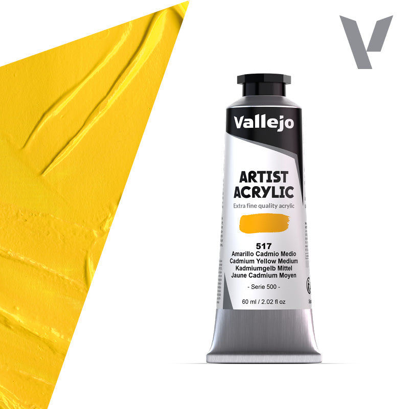 VALLEJO ACRYLIC ARTIST 517: 60 ML. CADMIUM YELLOW MEDIUM - Al Masam Stationery LLC