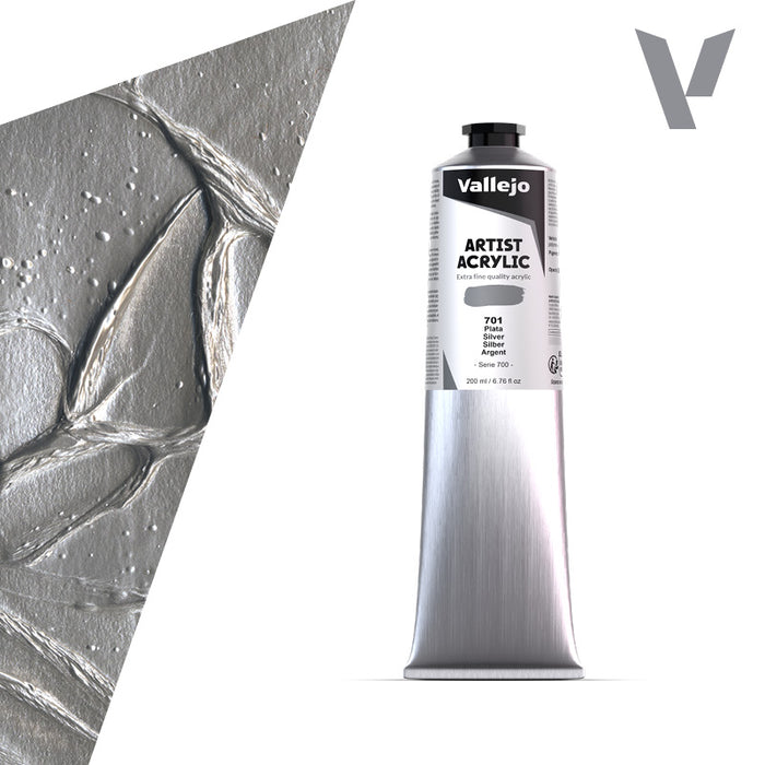VALLEJO ACRYLIC ARTIST 701: 200 ML. SILVER - Al Masam Stationery LLC