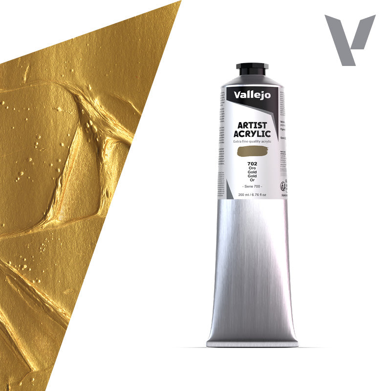 VALLEJO ACRYLIC ARTIST 702: 200 ML. GOLD - Al Masam Stationery LLC Main image