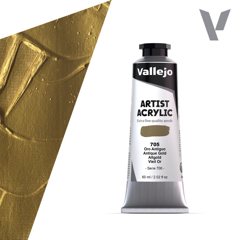 VALLEJO ACRYLIC ARTIST 705: 60 ML. ANTIQUE GOLD - Al Masam Stationery LLC