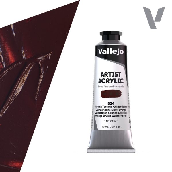 VALLEJO ACRYLIC ARTIST 824: 60 ML. QUINACRIDONE BURNT ORANGE - Al Masam Stationery LLC