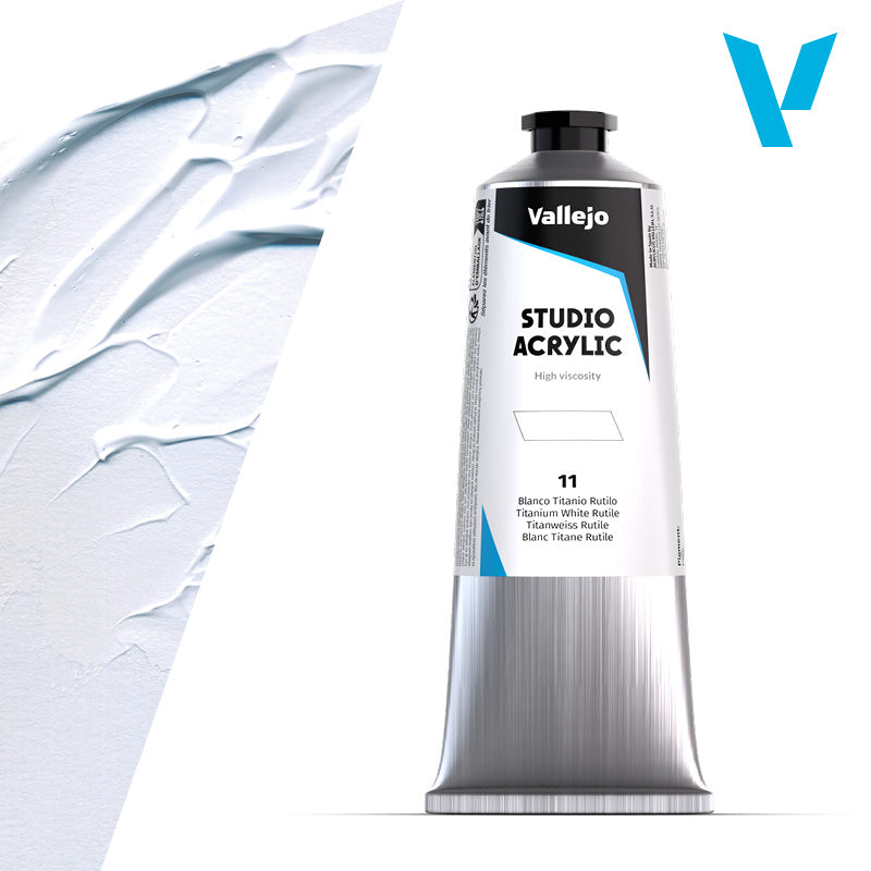 VALLEJO ACRYLIC STUDIO 11:125ML. TITANIUM WHITE RUTILE - Al Masam Stationery LLC