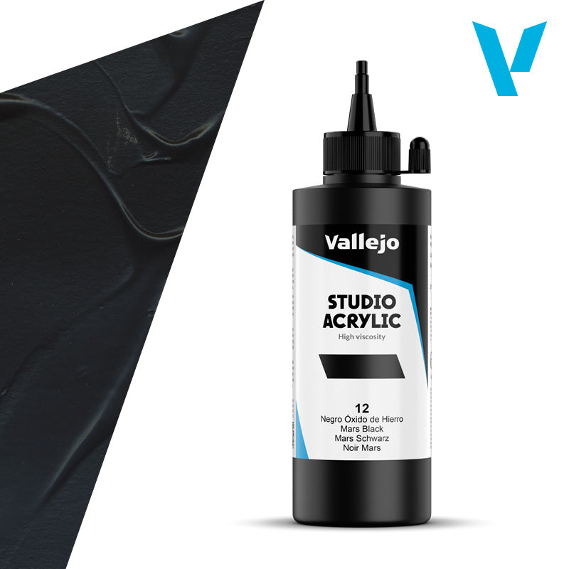 VALLEJO Acrylic Studio 12: 200 ML. Mars Black - Al Masam Stationery LLC