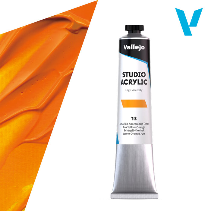 Vallejo ACRYLIC STUDIO 13:58ML. AZO YELLOW ORANGE - Al Masam Stationery LLC