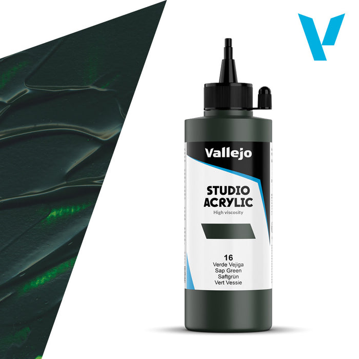 VALLEJO ACRYLIC STUDIO 16: 200 ML. SAP GREEN - Al Masam Stationery LLC