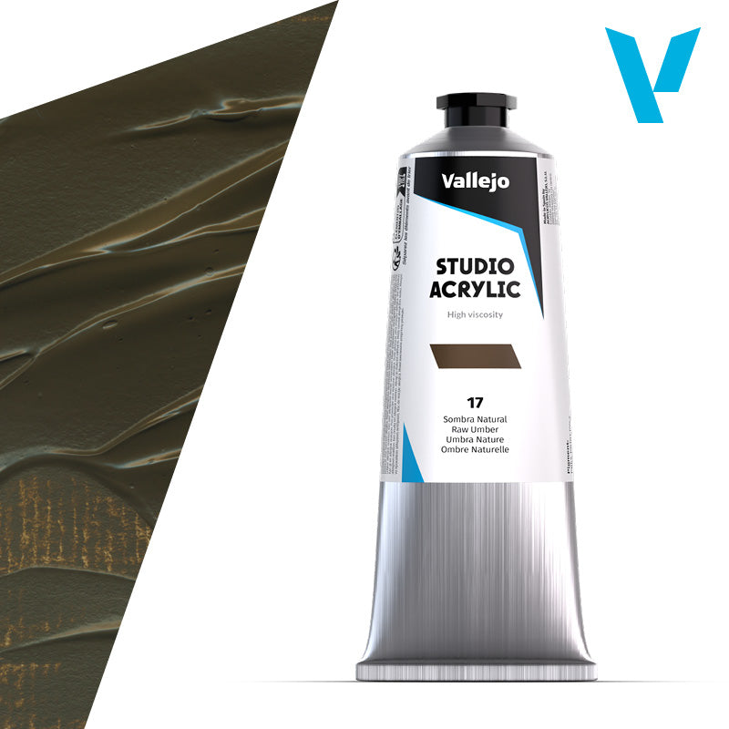 VALLEJO ACRYLIC STUDIO 17:125ML. RAW UMBER - Al Masam Stationery LLC Main image