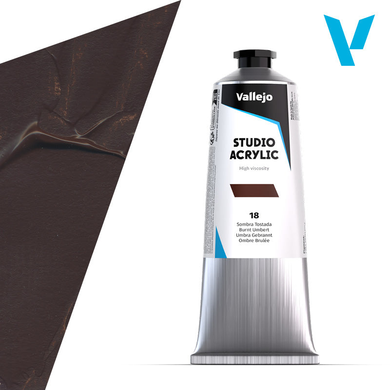 VALLEJO ACRYLIC STUDIO 18:125ML. BURNT UMBER - Al Masam Stationery LLC