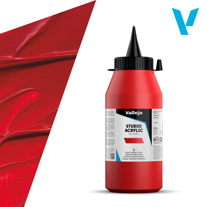 Vallejo ACRYLIC STUDIO 2: 1000 ML. CADMIUM RED (HUE) - Al Masam Stationery LLC