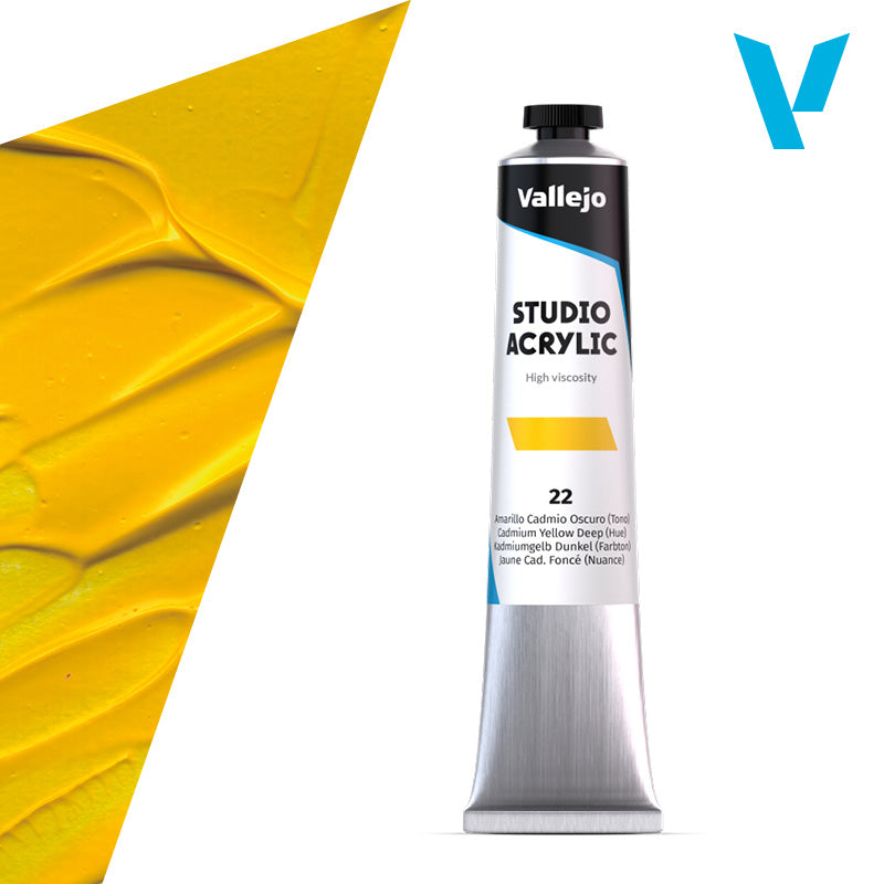 VALLEJO ACRYLIC STUDIO 22:58ML. CADMIUM YELLOW DEEP (HUE) - Al Masam Stationery LLC Main image