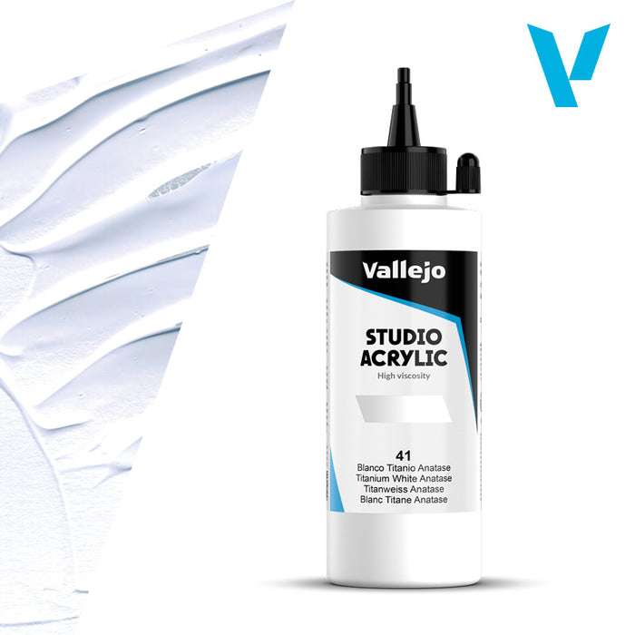 VALLEJO ACRYLIC STUDIO 41: 200 ML. TITANIUM WHITE ANATASE - Al Masam Stationery LLC