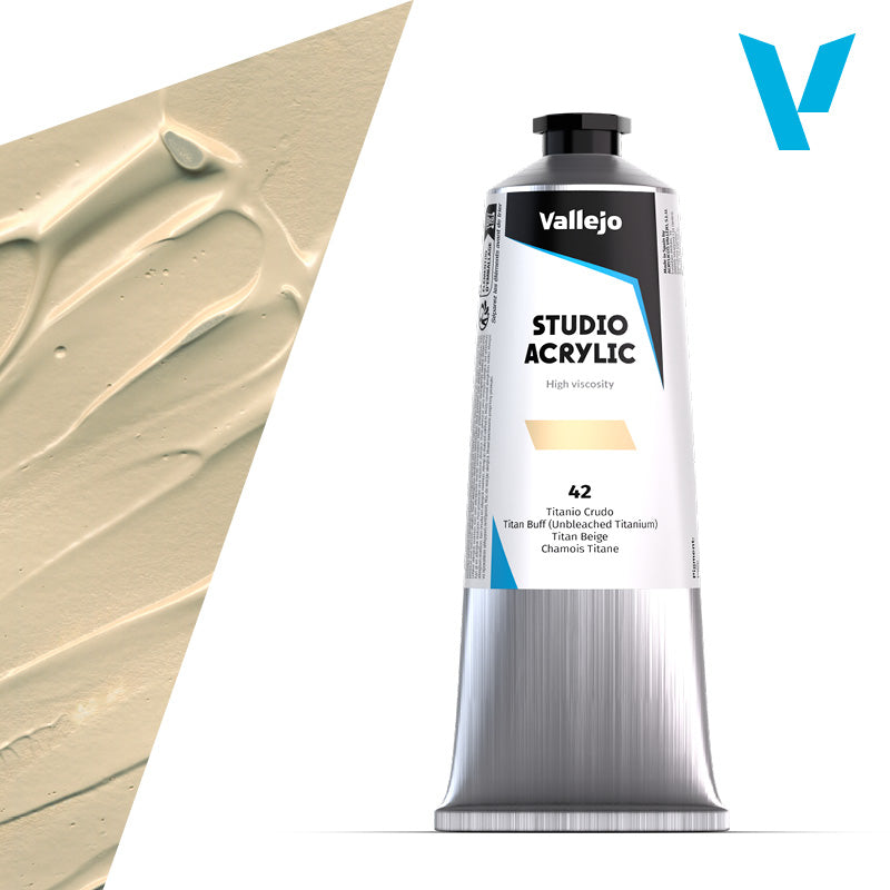 VALLEJO ACRYLIC STUDIO 42:125ML. TITAN BUFF (UNBLEACHED TITANIUM) - Al Masam Stationery LLC Main image