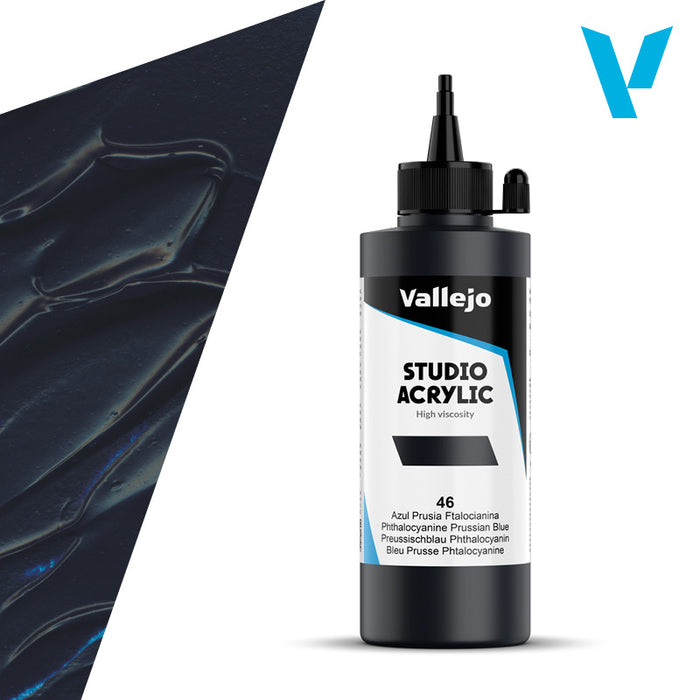 VALLEJO ACRYLIC STUDIO 46: 200 ML. PRUSSIAN BLUE PHTHALO - Al Masam Stationery LLC