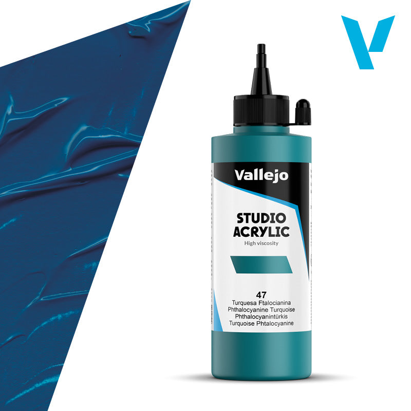 VALLEJO ACRYLIC STUDIO 47: 200 ML. PHTHALO TURQUOISE - Al Masam Stationery LLC
