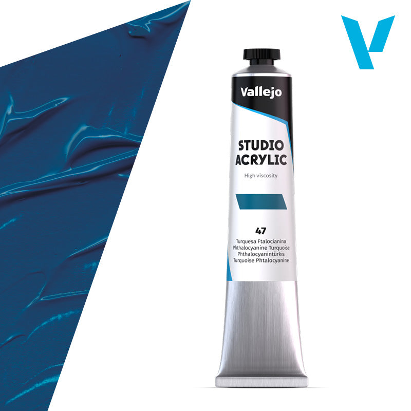 VALLEJO ACRYLIC STUDIO 47:58ML. PHTHALO TURQUOISE - Al Masam Stationery LLC Main image