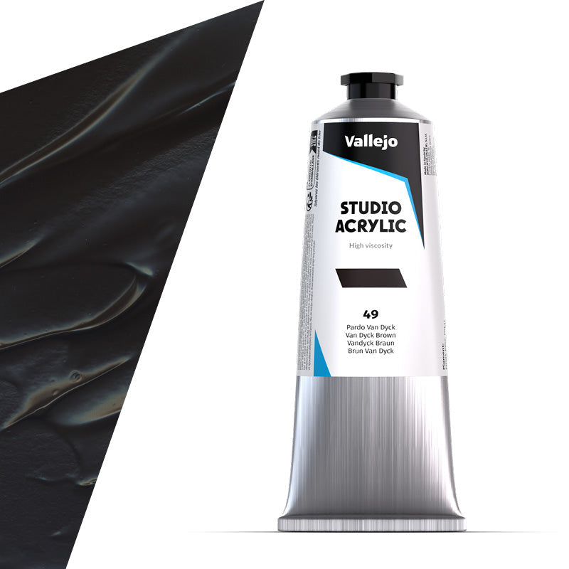 VALLEJO ACRYLIC STUDIO 49:125ML. VAN DYCK BROWN - Al Masam Stationery LLC Main image