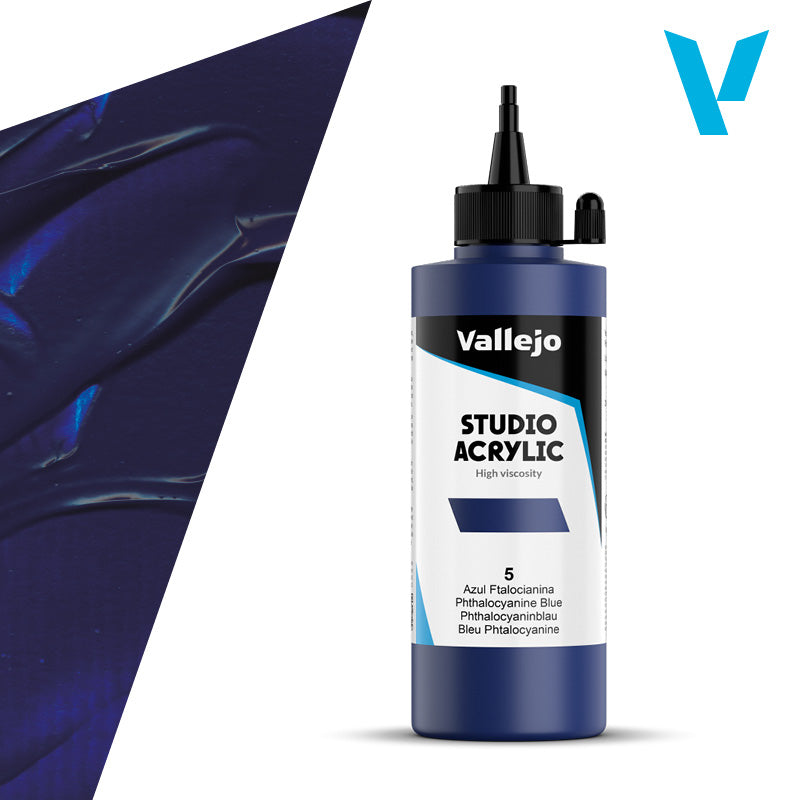 VALLEJO ACRYLIC STUDIO 5: 200 ML. PHTHALO BLUE - Al Masam Stationery LLC