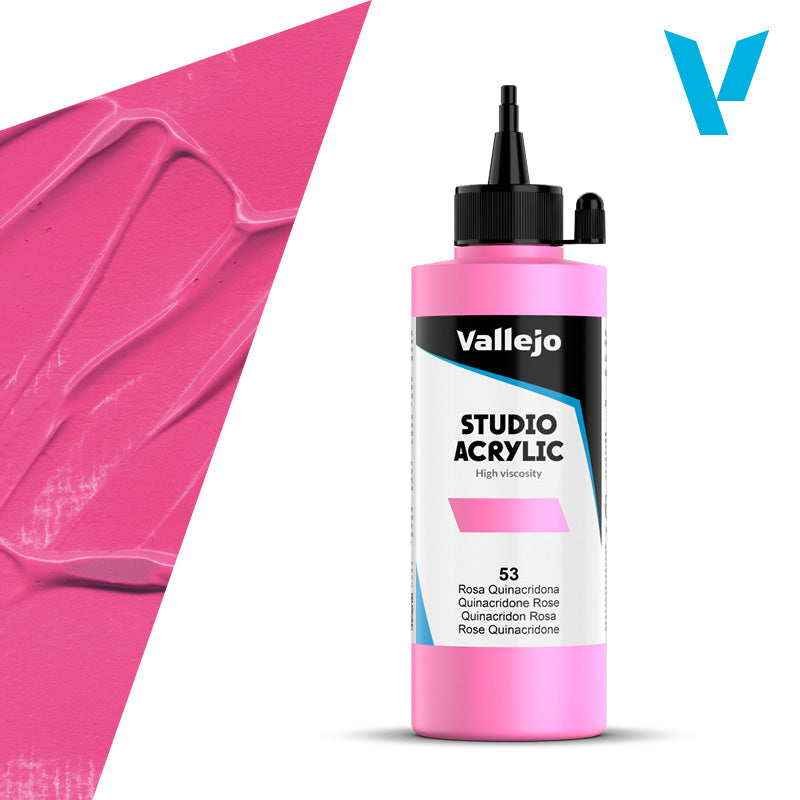 VALLEJO ACRYLIC STUDIO 53: 200 ML. QUINACRIDONE ROSE - Al Masam Stationery LLC