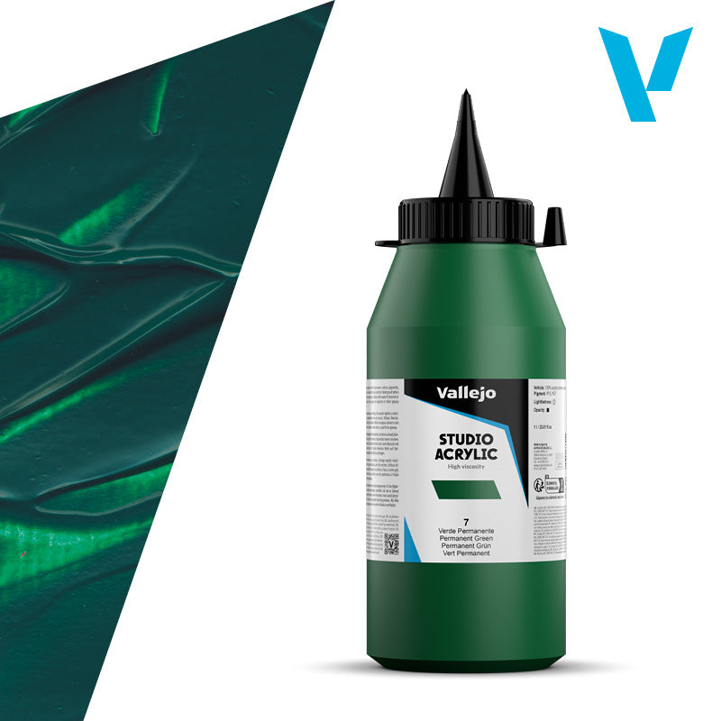 Vallejo ACRYLIC STUDIO 7: 1000 ML. PERMANENT GREEN - Al Masam Stationery LLC Main image