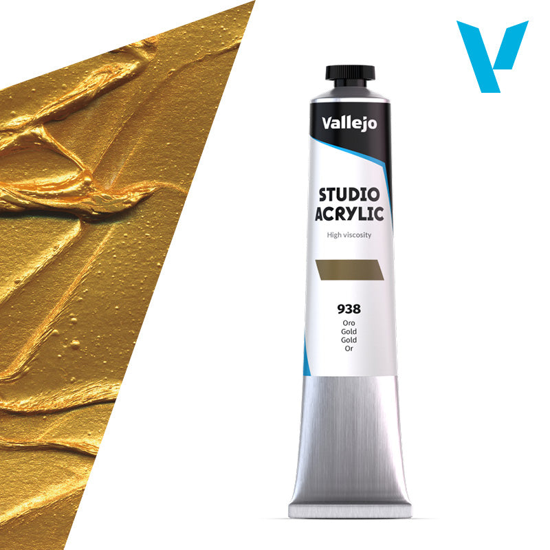 VALLEJO ACRYLIC STUDIO 938:58ML. GOLD - Al Masam Stationery LLC Main image