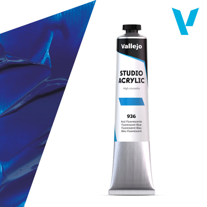 VALLEJO Acrylic Studio Fluo 36: 58 ML. Fluorescent Blue - Al Masam Stationery LLC