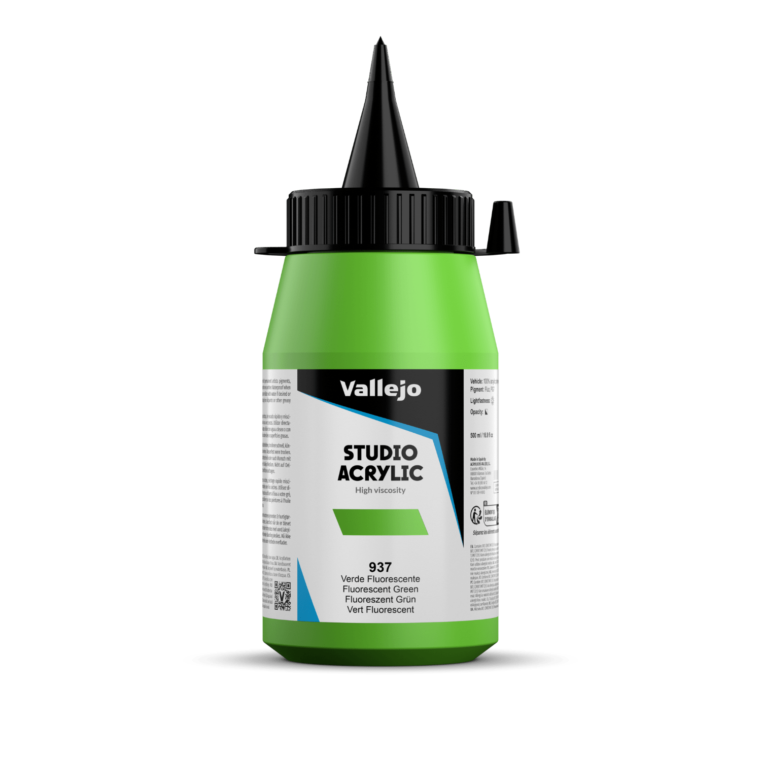 Vallejo ACRYLIC STUDIO FLUO 937-500 ML. FLUORESCENT GREEN - Al Masam Stationery LLC