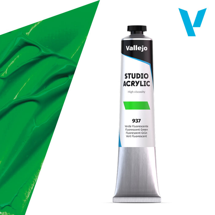 VALLEJO ACRYLIC STUDIO FLUORESCENT 37:58ML. FLUORESCENT GREEN - Al Masam Stationery LLC