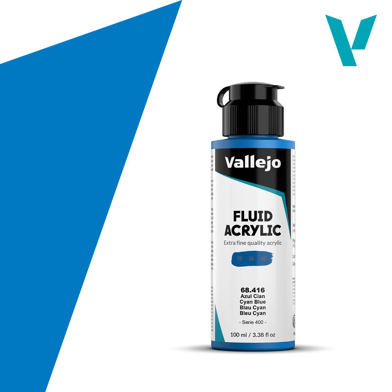 VALLEJO FLUID ACRYLIC 416-100ML. CYAN BLUE - Al Masam Stationery LLC