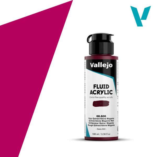 VALLEJO FLUID ACRYLIC 606-100ML. QUINACRIDONE RED MAGENTA - Al Masam Stationery LLC Main image