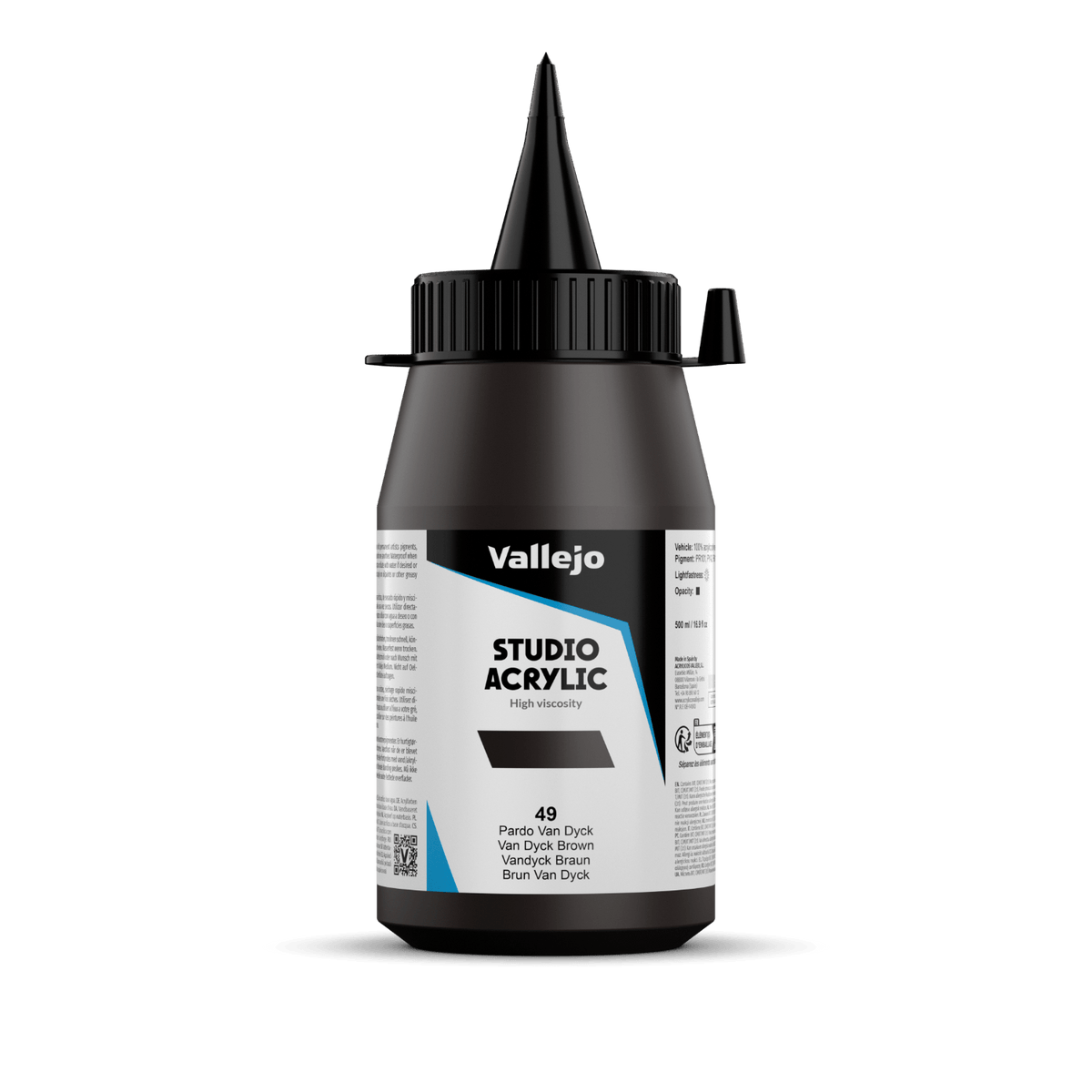 VALLEJO STUDIO 49-500ML. VAN DYCK BROWN - Al Masam Stationery LLC Main image