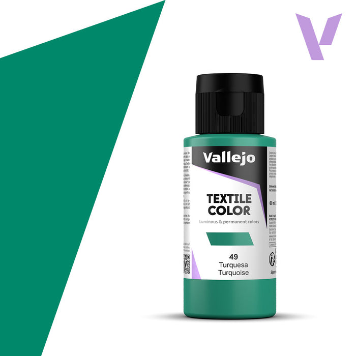 VALLEJO TEXTILE COLOR 49: 60 ML. TURQUOISE - Al Masam Stationery LLC