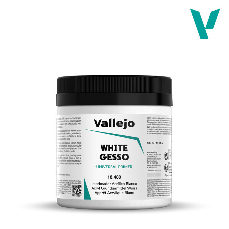 VALLEJO ACRYLIC ARTIST WHITE GESSO 480-500 ML. - Al Masam Stationery LLC Main image