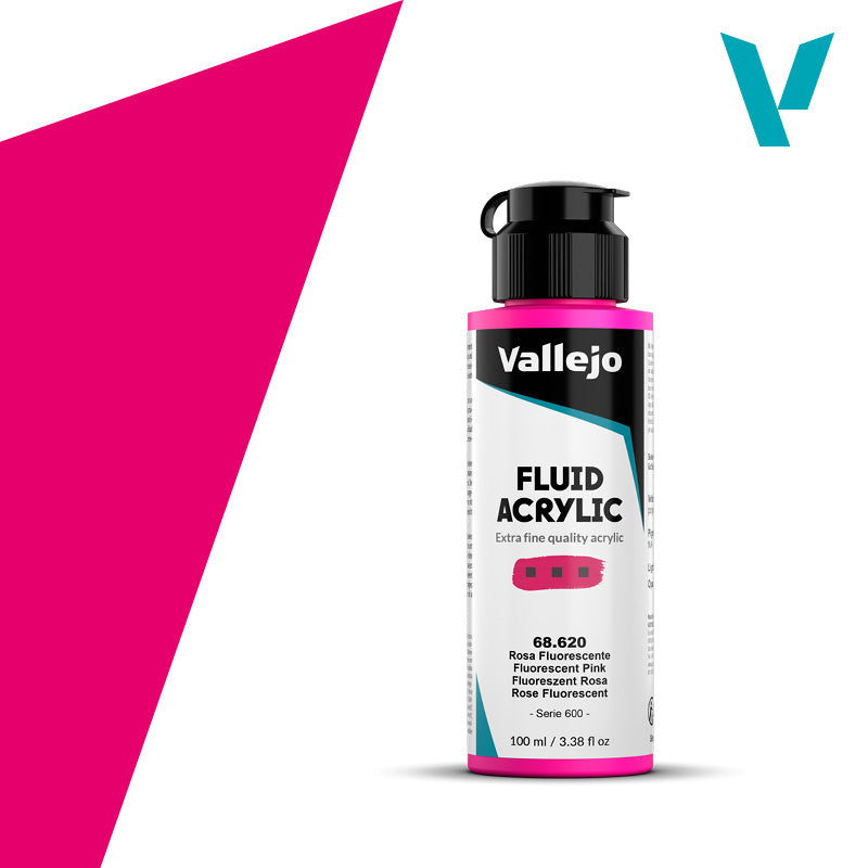 VALLEJO Fluid Acrylic 620-100ML. Fluorescent Pink - Al Masam Stationery LLC Main image