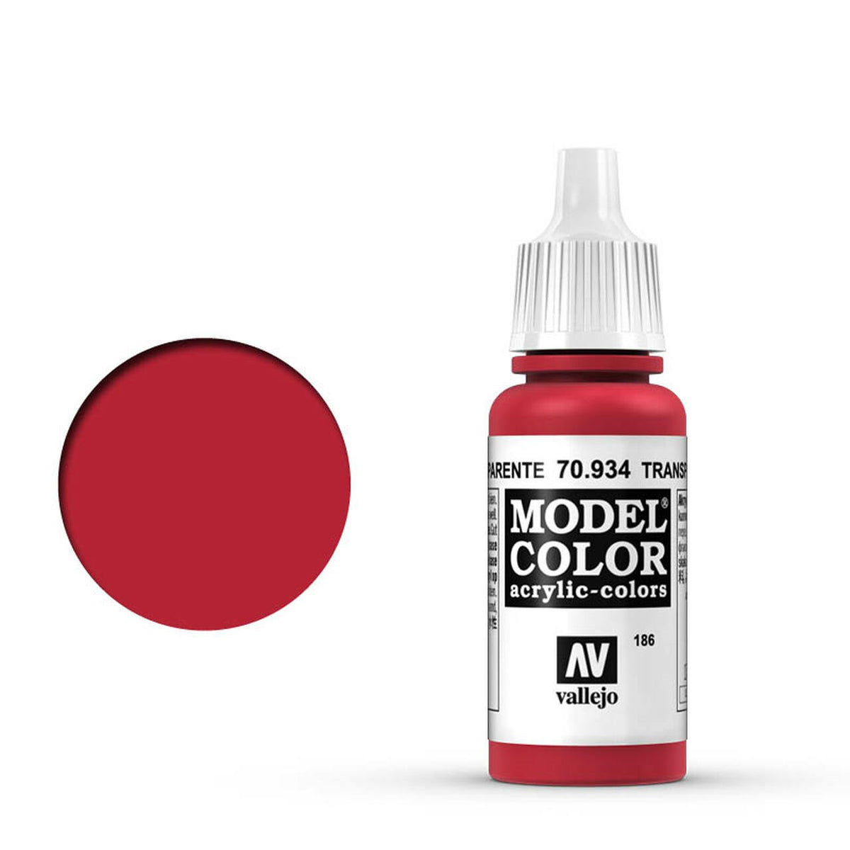 Vallejo 186:MODELCOLOR 934-17ML. TRANSPARENT RED - Al Masam Stationery LLC Main image