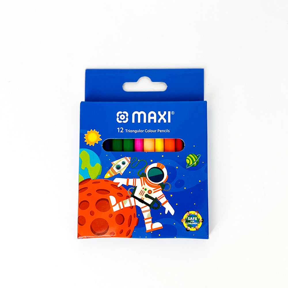 Maxi Triangular Color Pencil 12 Color Half Size - Al Masam Stationery LLC Main image