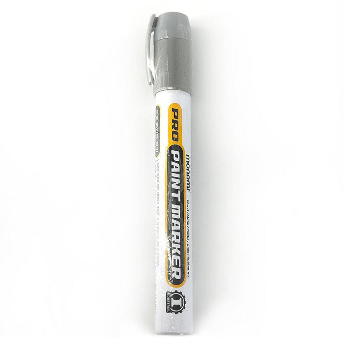 Silver Monami Pro Paint Marker by Al Masam Stationery LLC, showing the pen tip and metallic silver ink.