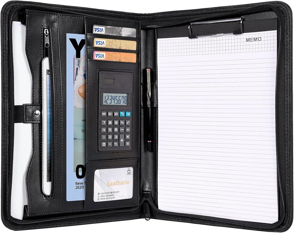 Portfolio with Calc. /pad /side Pocket -Blk (Alpha) - Al Masam Stationery LLC