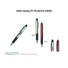 AMS- 085 - Plastic pen with Rubber Grip - Al Masam Stationery LLC