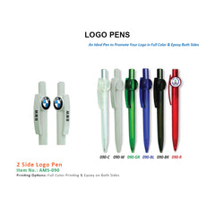 AMS-090 - Plastic pens with 2 side logo option - Al Masam Stationery LLC