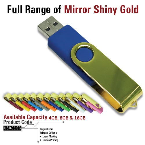 Swivel USBs gold shine - Al Masam Stationery LLC Main image