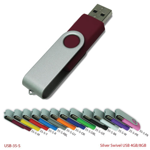 Swivel USBs Matt Silver - Al Masam Stationery LLC Main image