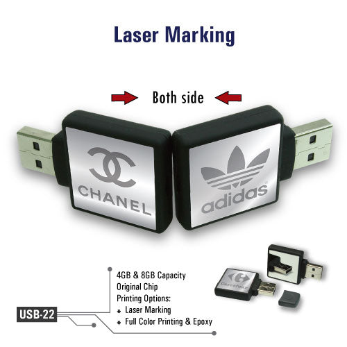 Square Black Rubberized USBs Secondary image