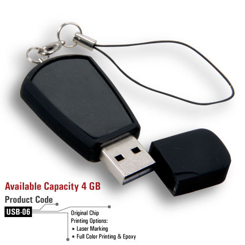 Black Rubberized USBs with Ring - Al Masam Stationery LLC Main image