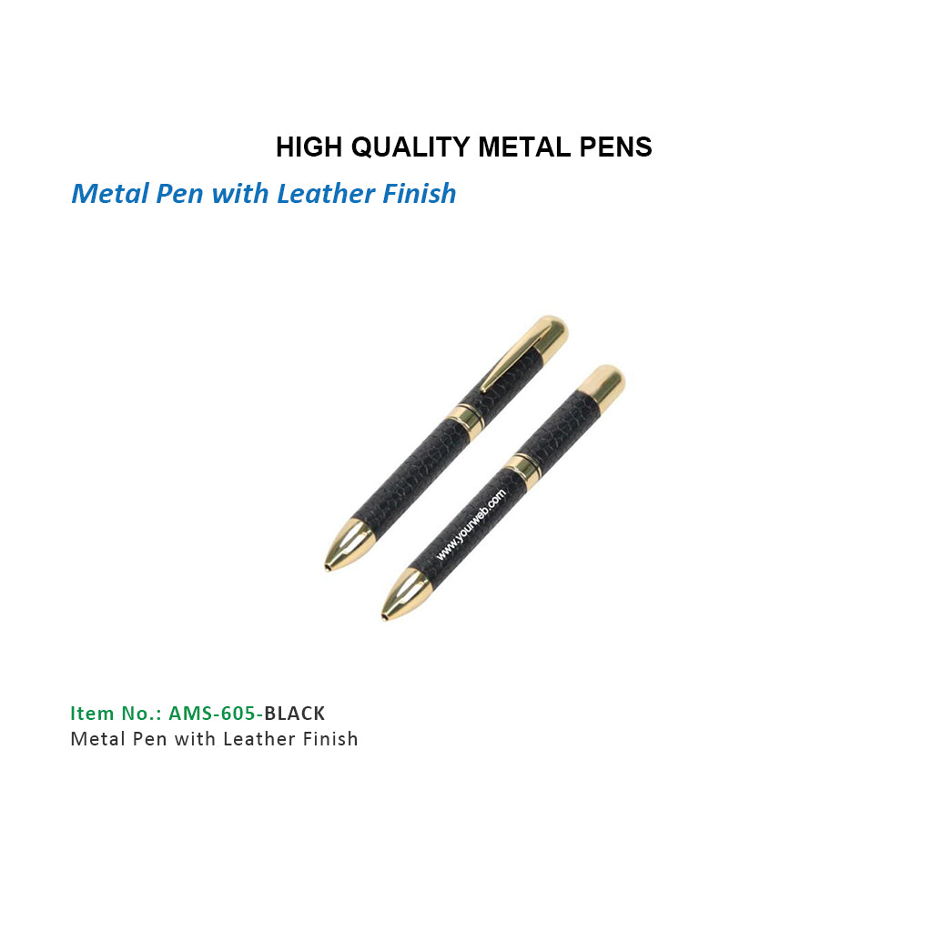 AMS-605 (Metal pen with leather finish) - Al Masam Stationery LLC