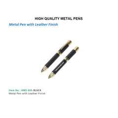 AMS-605 (Metal pen with leather finish) - Al Masam Stationery LLC