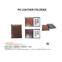 6601 Genuine Real Leather A5 Folder - Black / Brown - Al Masam Stationery LLC