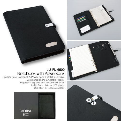 AMS-JU-FL-6500 - BK - Promotional Notebook with Power Bank (6500 ma) and USB Flash. Secondary image