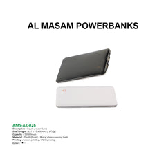 AMS-AK-026- Touch Power bank- 12000 mAH - Al Masam Stationery LLC